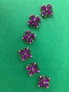 Faux Gemstone Purple Pink Lavendar Silvertone BEADS